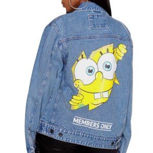 NEW Members Only Spongebob Denim Trucker Jacket MEDIUM Unisex Cartoon Y2K